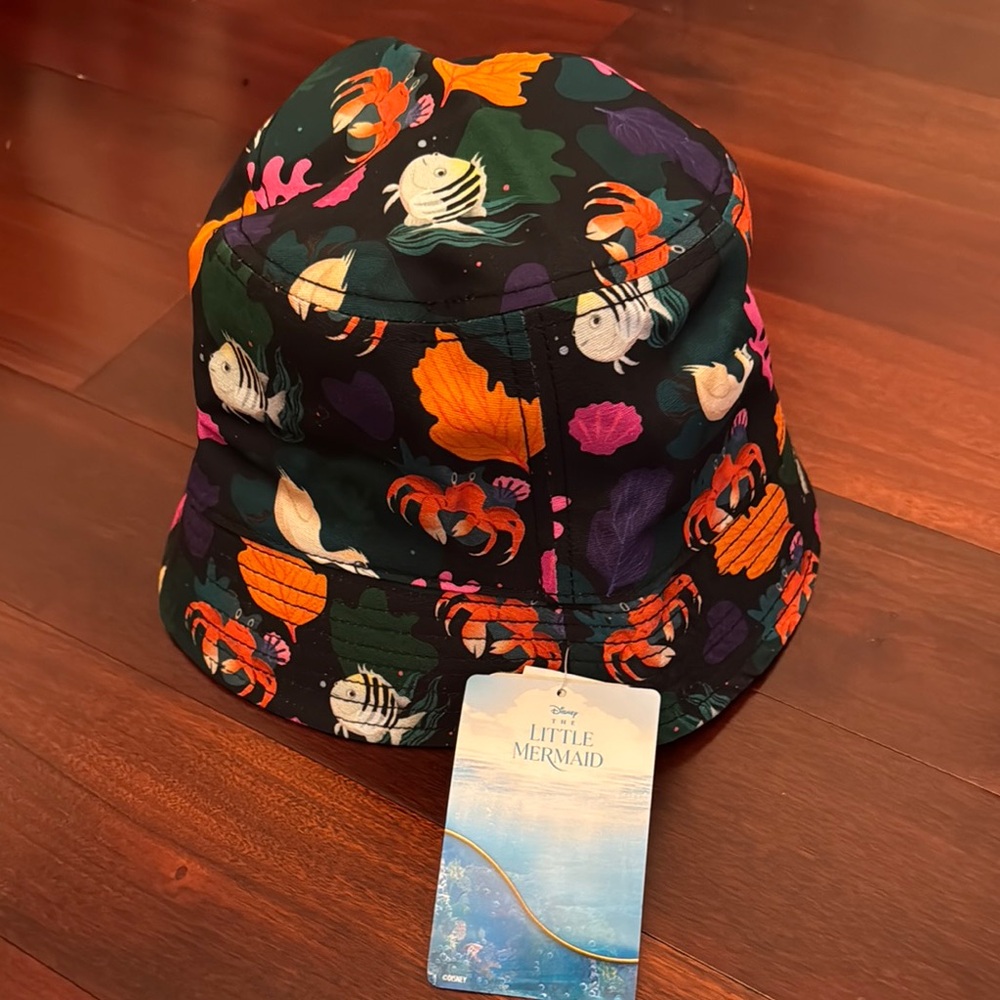 Disney Little Mermaid Sea Life Bucket Hat - Black and Orange